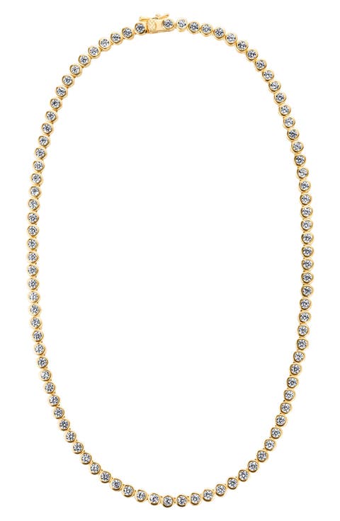 Bezeled Cubic Zirconia Tennis Necklace