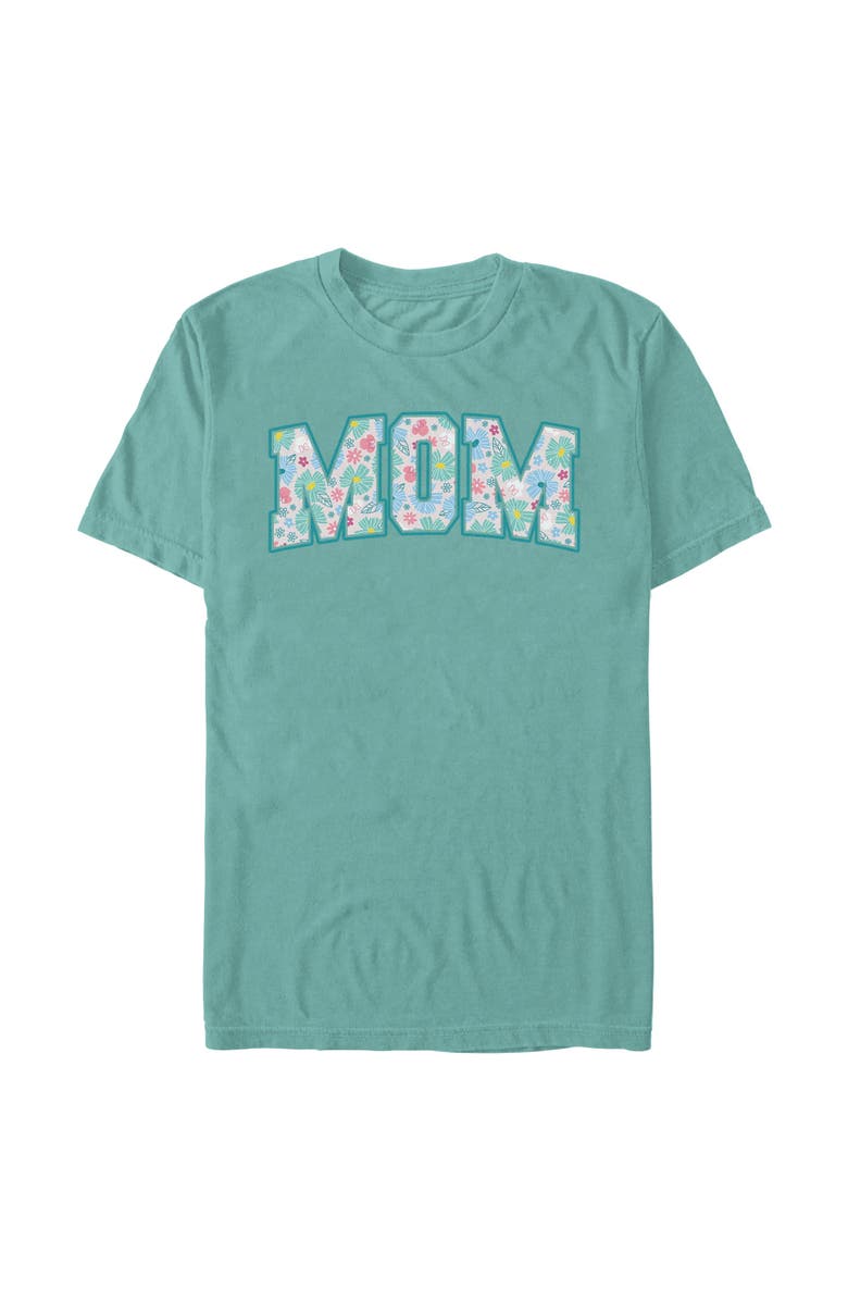 Minnie Mouse Men's Minnie Mouse Mom Collegiate Pastel Flowers  Graphic T-Shirt, Main, color, Sea Foam