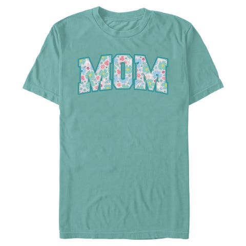 Men's Minnie Mouse Mom Collegiate Pastel Flowers  Graphic T-Shirt