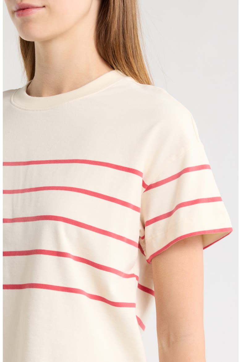 Luxe Sueded Cotton T-Shirt, Alternate, color, RED/ WHITE STRIPE