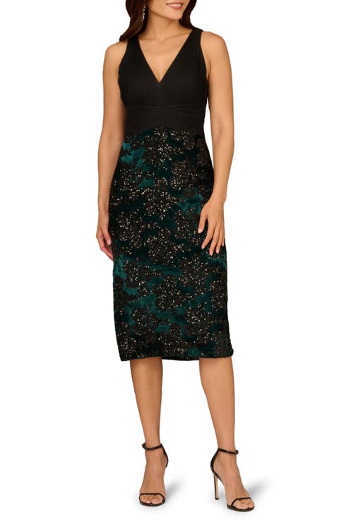 Sequin Velvet Sleeveless Cocktail Dress