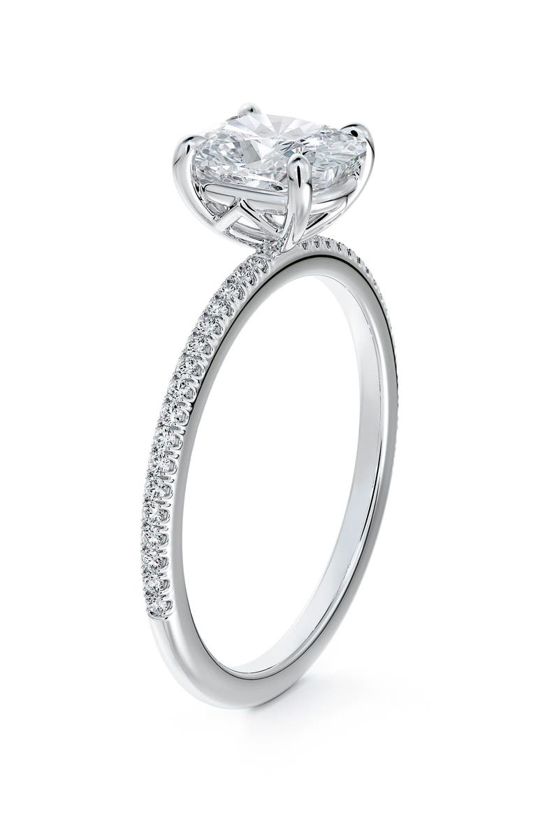 Delicate Icon™ Setting Cushion Diamond Engagement Ring with Diamond Band, Main, color, PLATINUM-D0.50CT