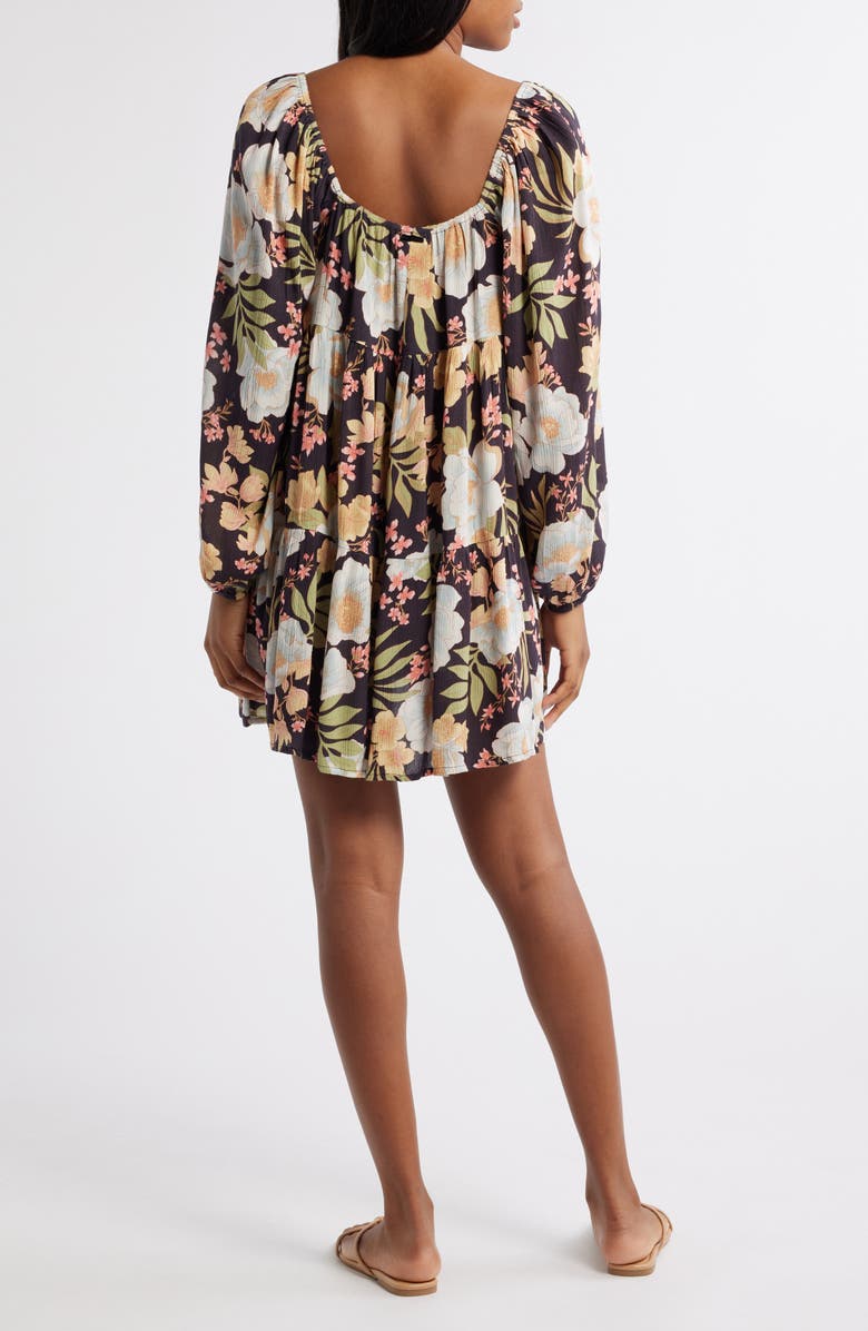 Billabong Lost Days Moon Floral Long Sleeve Babydoll Dress, Alternate, color, 