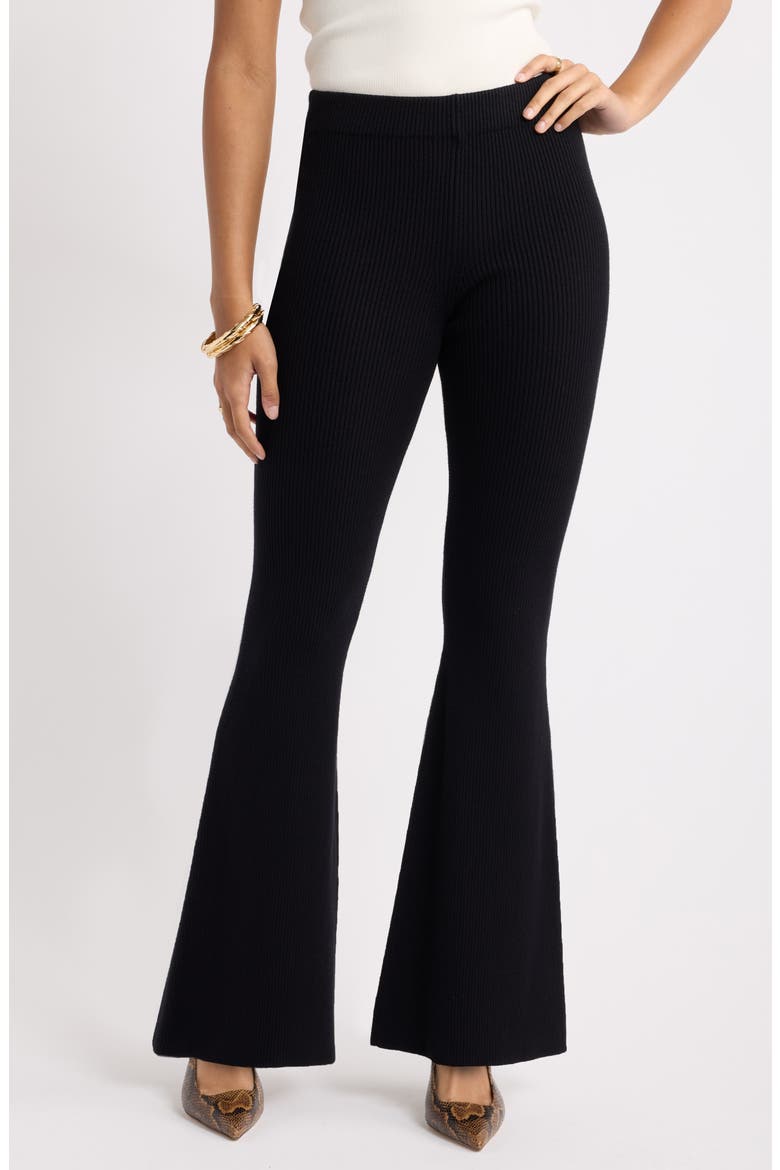 Flare Leg Sweater Pants, Main, color, BLACK