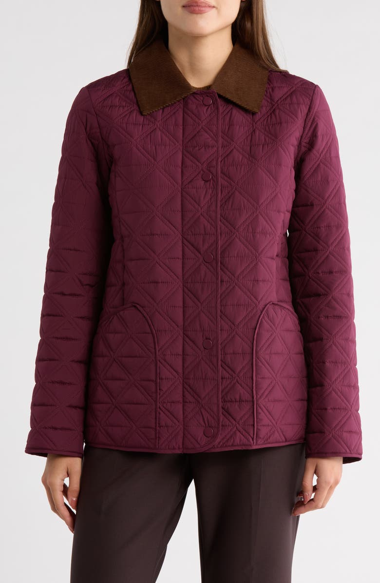Bernardo Quilted Barn Jacket, Main, color, Cherry Lacquer