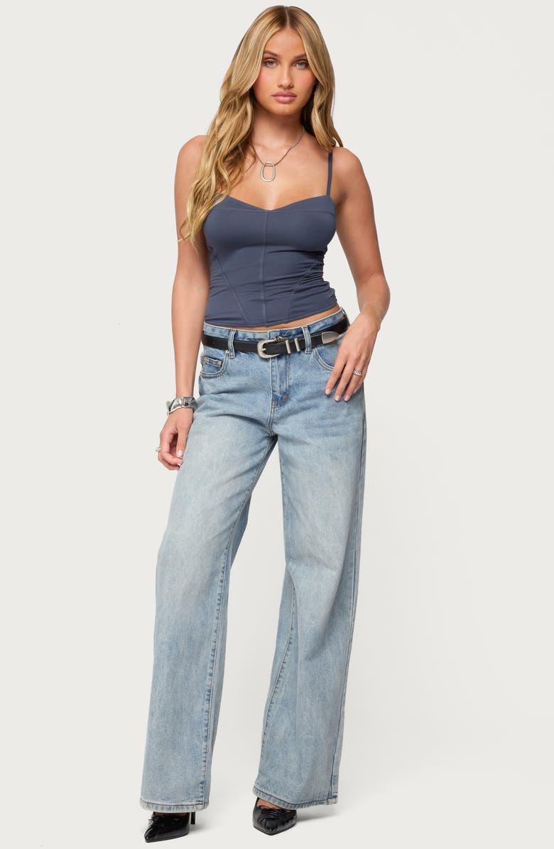 EDIKTED Katanaya Lace-Up Tank, Alternate, color, Navy