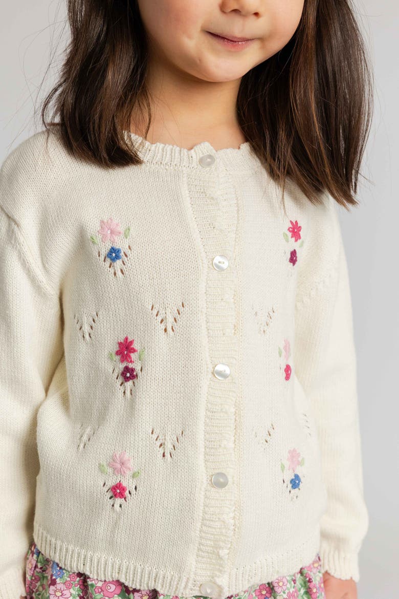 Sweater with Hand Embroidered Flowers, Alternate, color, Ivory