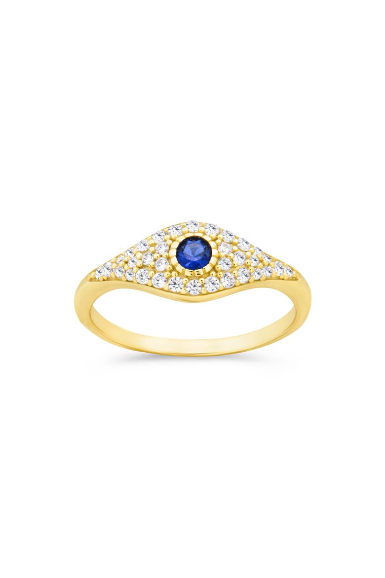 Mozzie Cubic Zirconia Evil Eye Ring, Main, color, GOLD