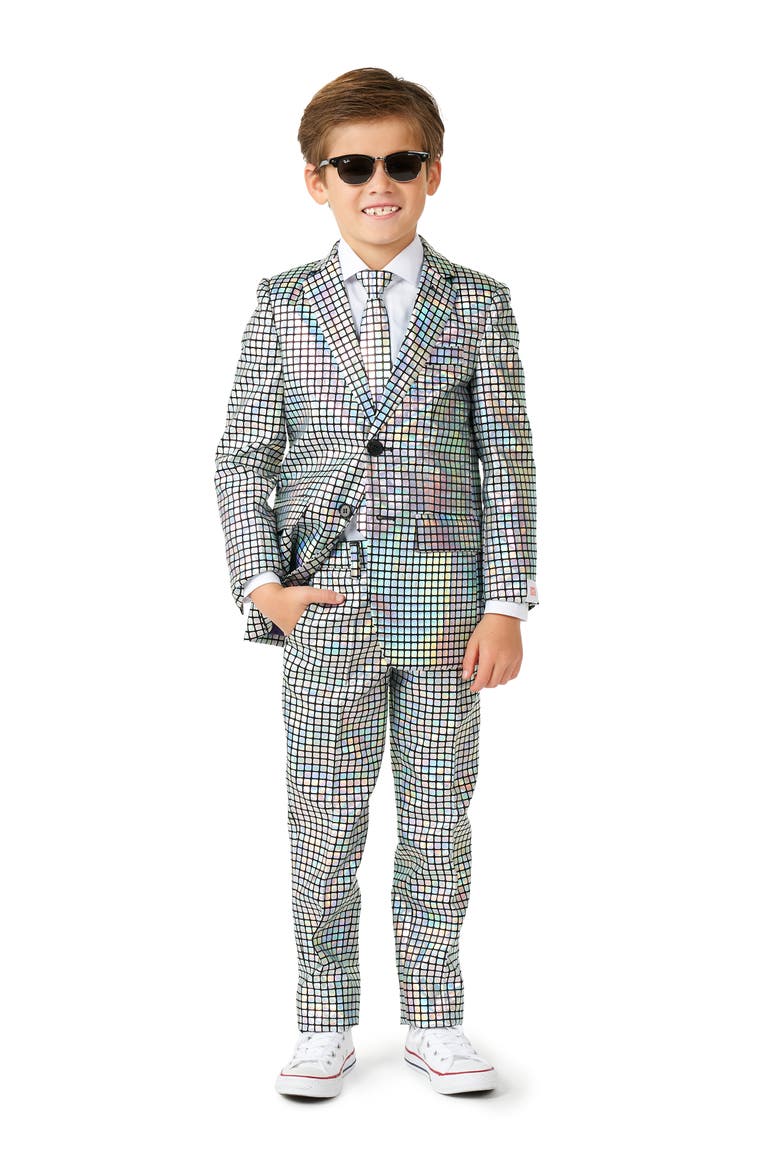 Kids' Metallic Disco Two-Piece Suit & Clip-On Tie, Main, color, MISCELLANEOUS