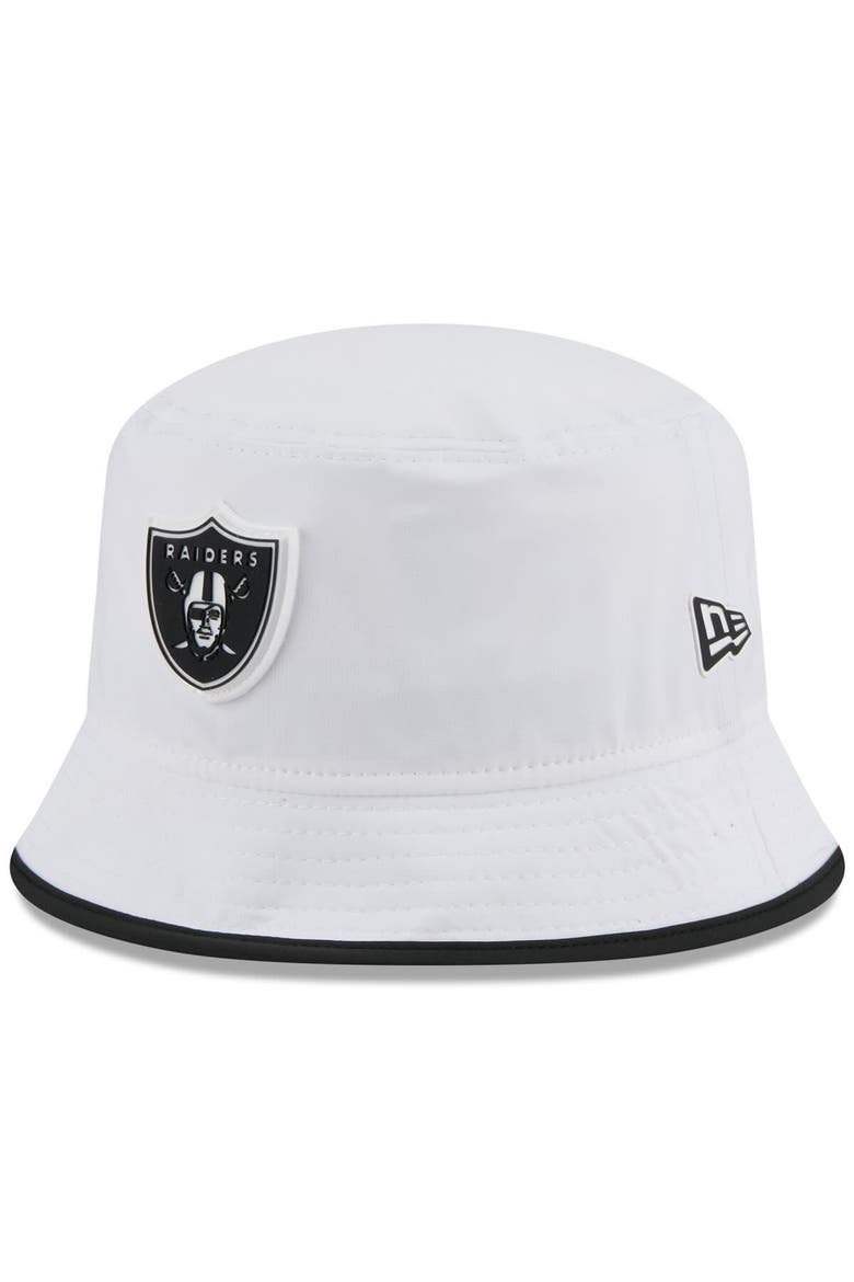 Men's New Era  White Las Vegas Raiders 2025 NFL Training Camp Stretch Bucket Hat, Main, color, White