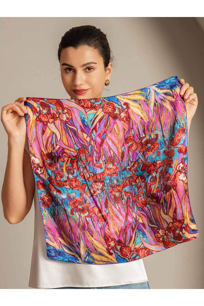 Pure Silk Abstract Square Scarf, Alternate, color, Multi