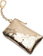 Frances Valentine Bitsy Snakeskin Embossed Metallic Leather Key Chain Card Holder