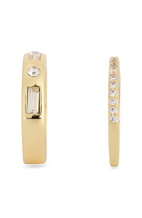 Covet Set Of Two Cz Embellished Rings In Gold