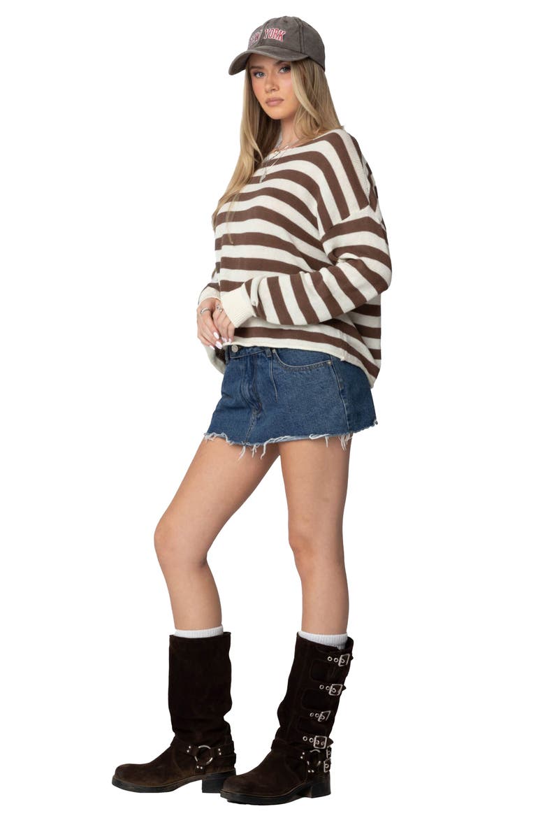 Anney Oversize Stripe Sweater, Alternate, color, BROWN-AND-CREAM