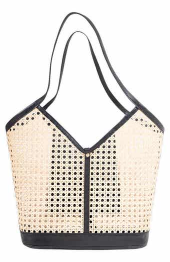 Jelavu Ophelia Handwoven Leather Trim Rattan Tote Bag