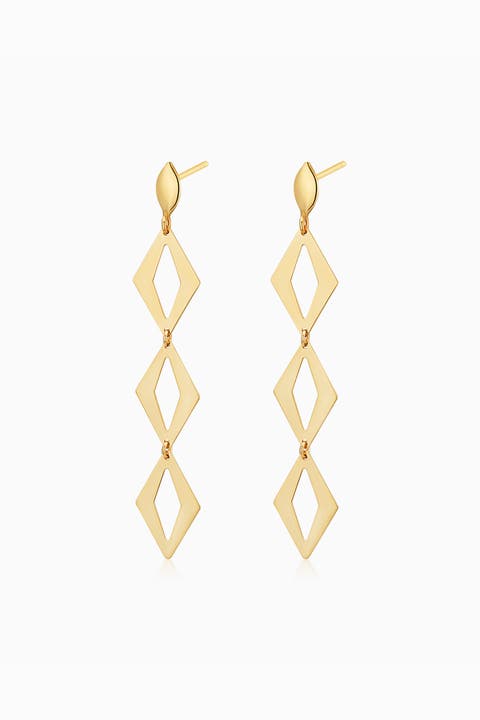 14K Gold Cascade Drop Earrings
