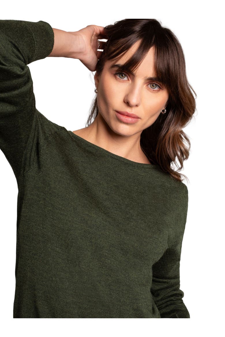 MERINO FINE KNIT BOAT NECK SWEATER, Alternate, color, OLIVE