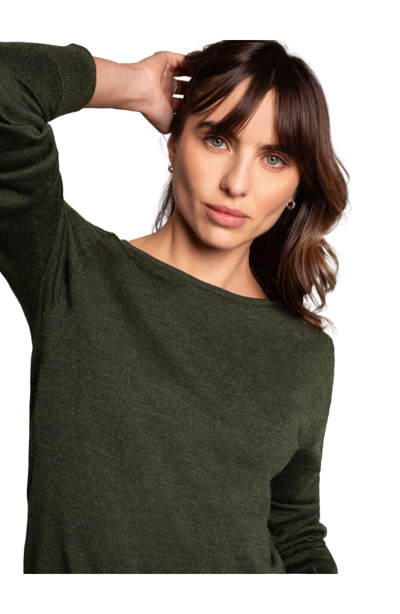 Celtic & Co. MERINO FINE KNIT BOAT NECK SWEATER, Alternate, color, Olive