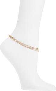 Nordstrom Triple Chain Beaded Anklet