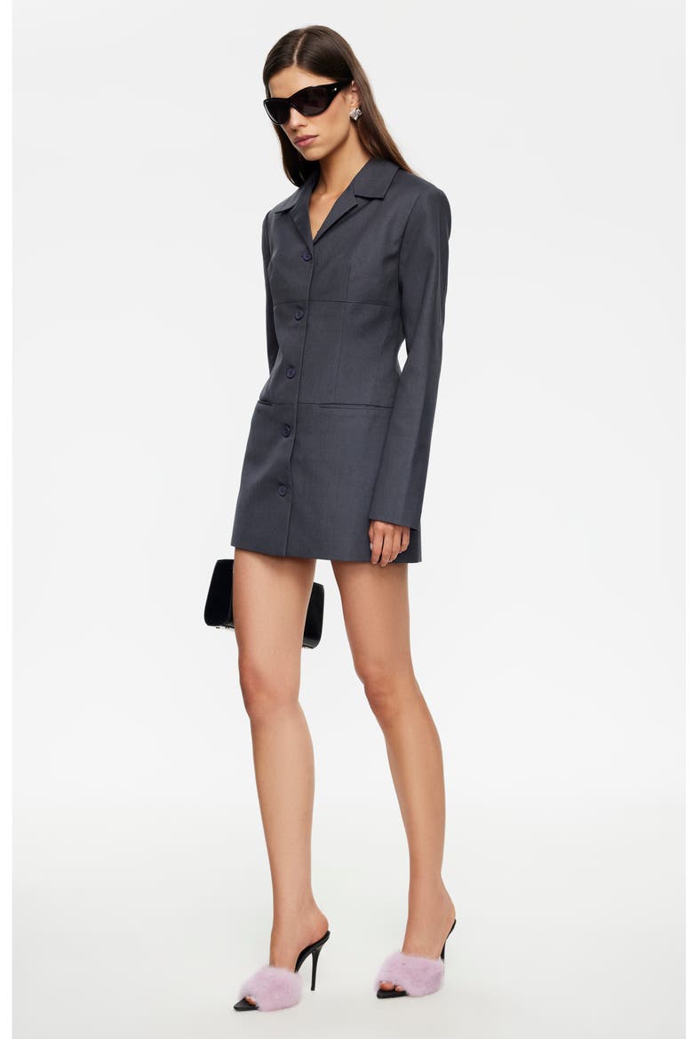 Carmela Long Sleeve Mini Coat Dress, Alternate, color, CHARCOAL