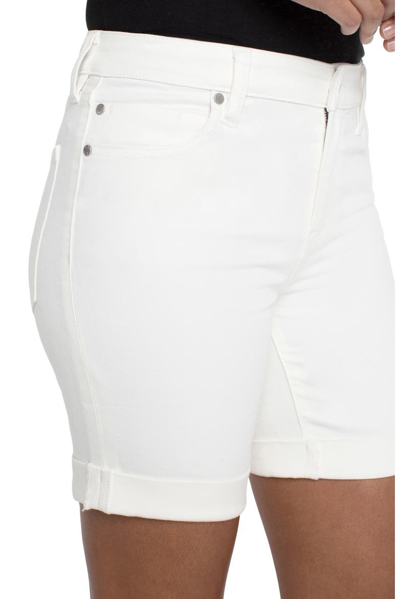 Marley Cuffed Girlfriend Denim Shorts, Alternate, color, BONE WHITE