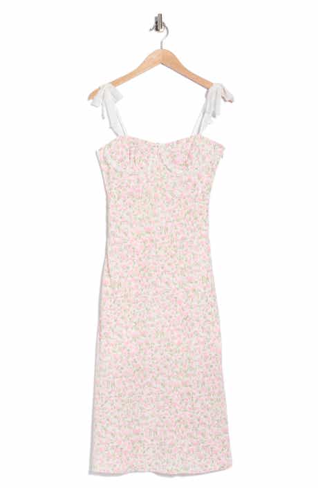 Floral Tie Shoulder Lace Trim Dress
