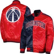 STARTER Men's Starter Navy/Red Washington Wizards Fast Break Satin Full-Snap Jacket