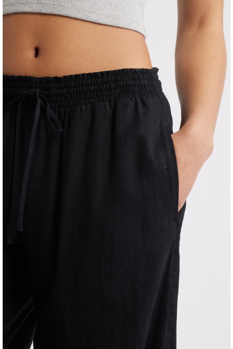 Linen Blend Beach Pants, Alternate, color, BLACK