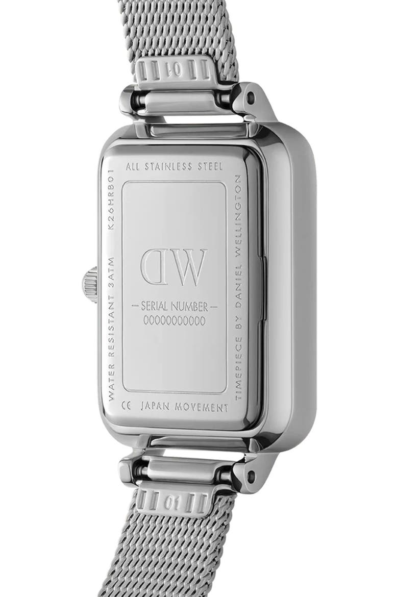 Quadro Mesh Strap Watch, 20mm x 26mm, Alternate, color, SILVER