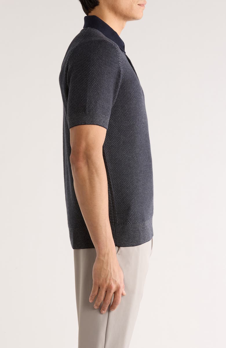 Vince Geometric Jacquard Polo Sweater, Alternate, color, Coastal/Medium H Grey