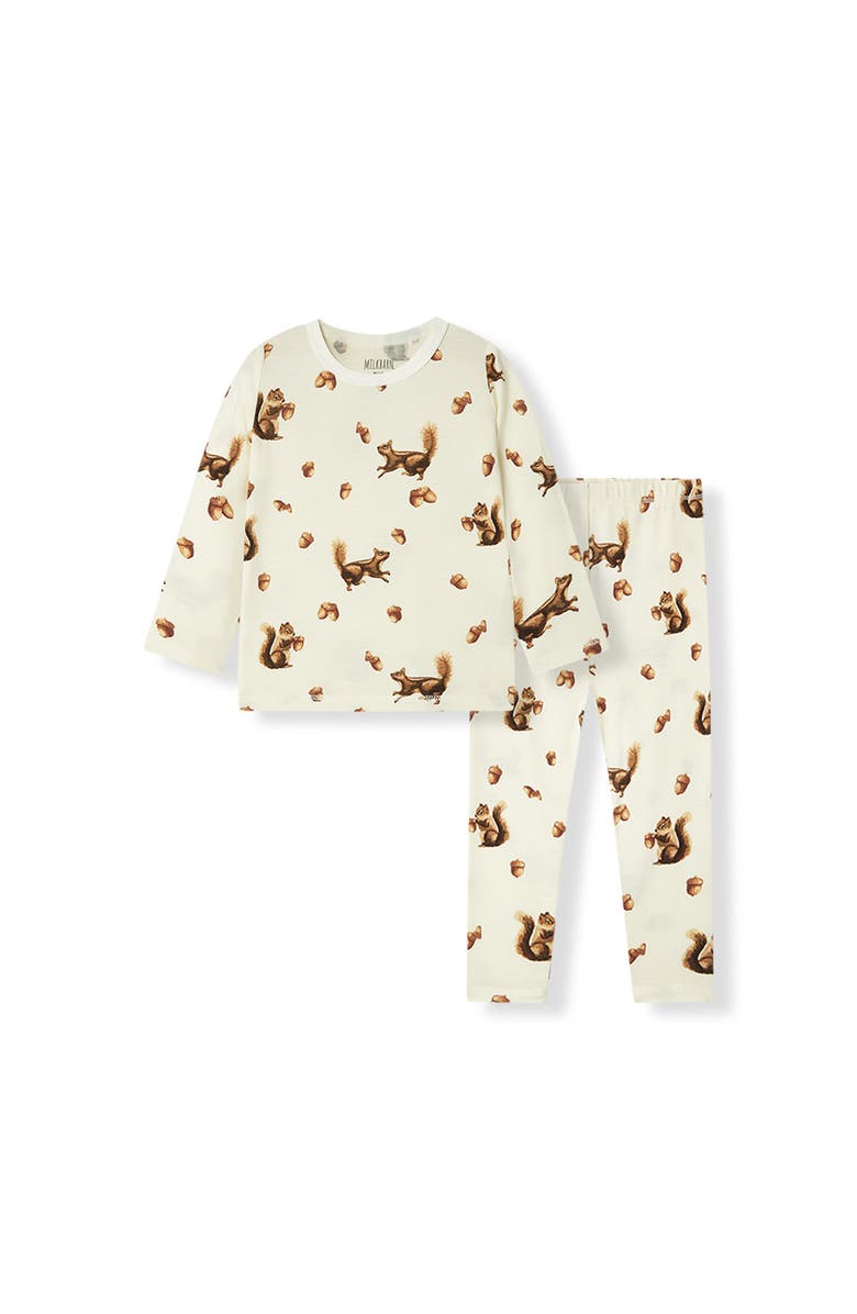 Milkbarn Luxe Stretch Long Sleeve Two Piece Pajama Set, Main, color, Chipmunk