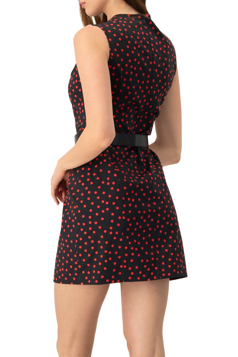 Sleeveless Polka Dot Shift Dress, Alternate, color, Black