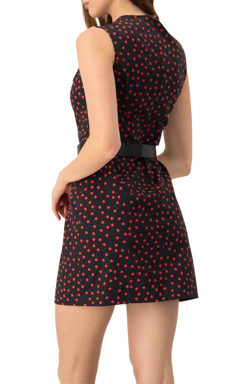Ivonne Sleeveless Polka Dot Shift Dress In Black