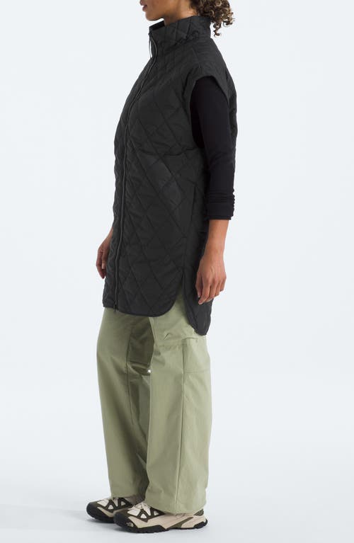 The North Face Diamond Peak Water Repellent Quilted Long Vest In Black