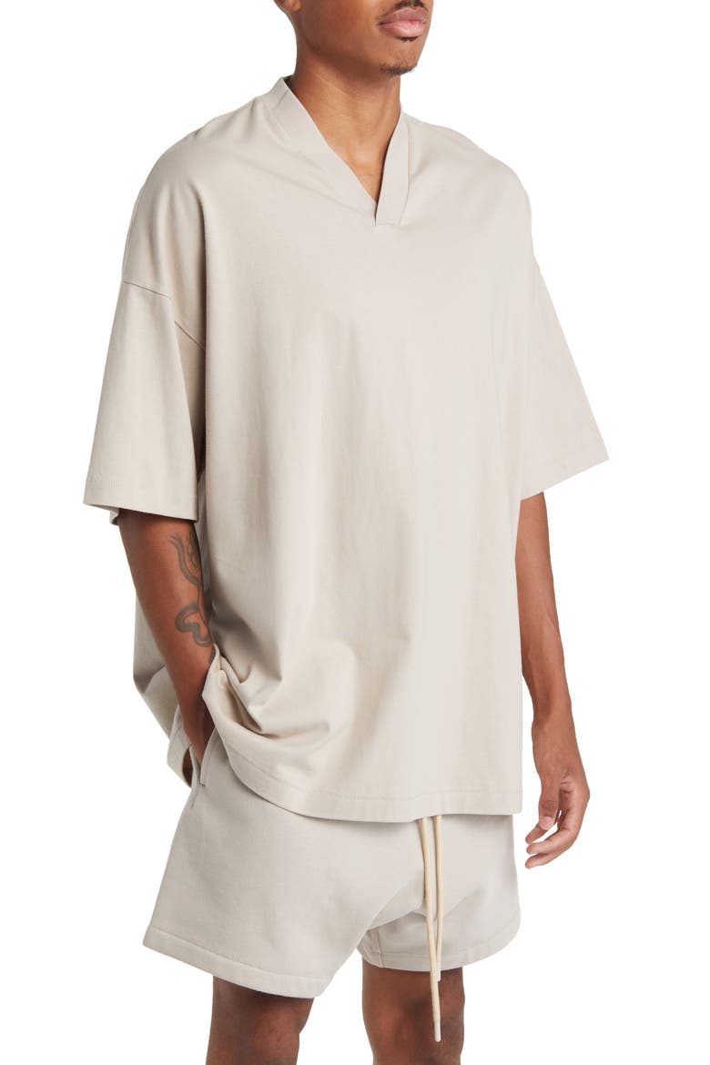 Essentials V-Neck Cotton T-Shirt, Alternate, color, SILVER CLOUD