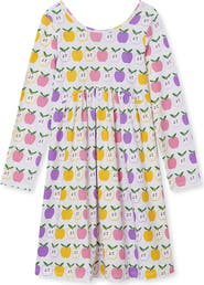 Lands' End Girls Long Sleeve Gathered Waist Jersey Dress