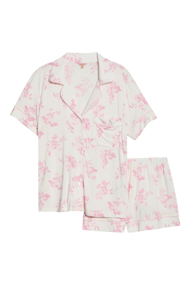 Gisele Printed Relaxed Jersey Knit Short Pajamas, Alternate, color, ROSE GARDEN CAMEO PINK/PALE PI