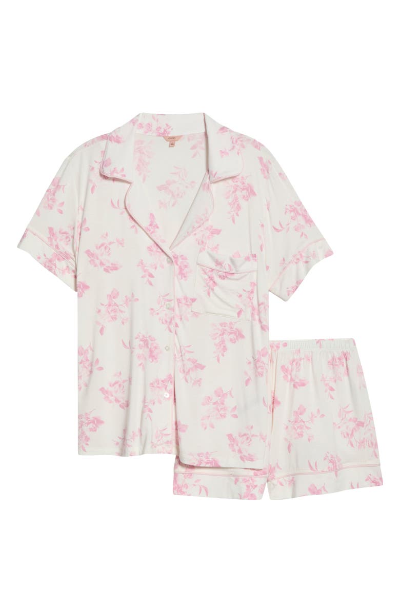 Eberjey Gisele Floral Jersey Short Pajamas, Alternate, color, Rose Garden Cameo Pink/Pale Pi