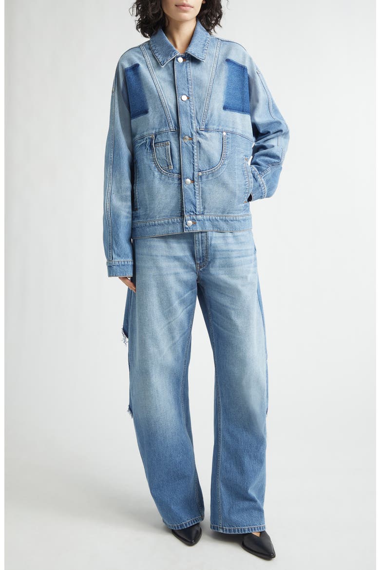 Deconstructed Denim Jacket, Alternate, color, MID BLUE
