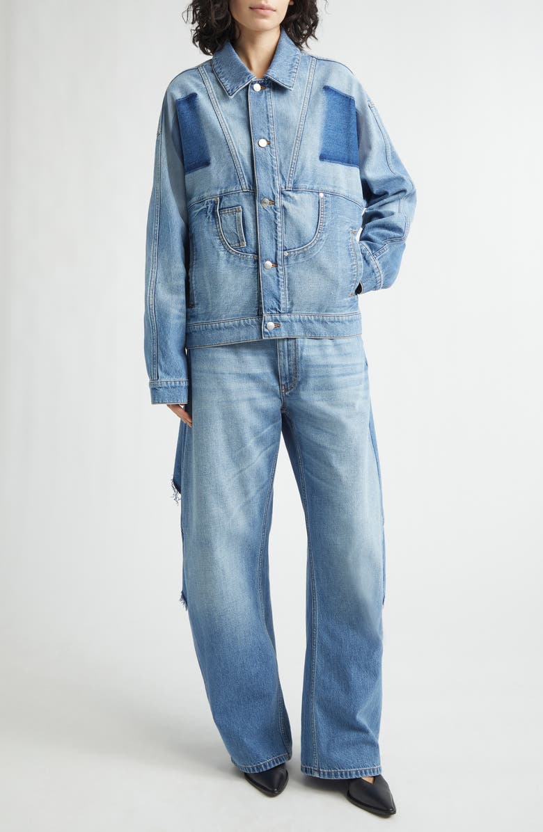Stella McCartney Deconstructed Denim Jacket, Alternate, color, Mid Blue