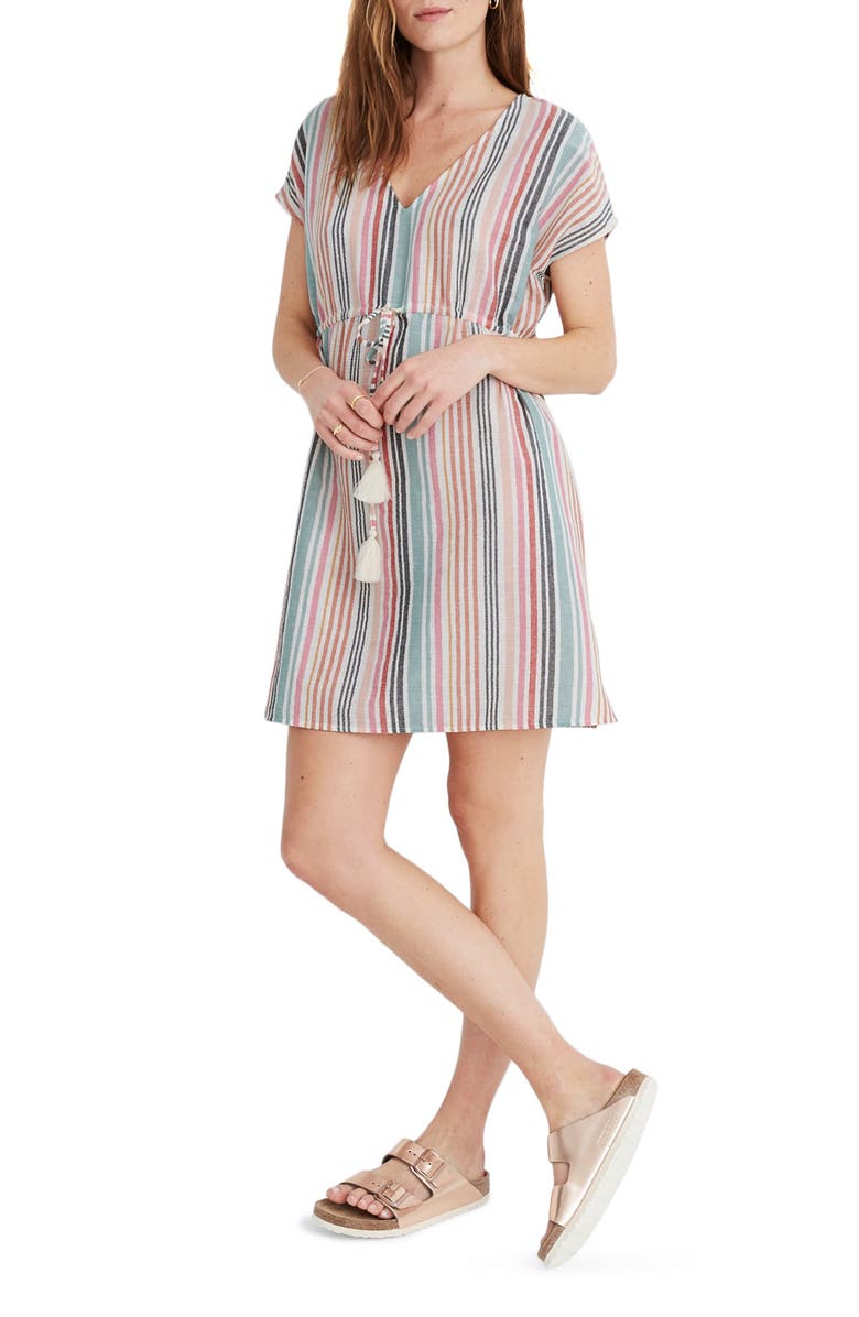 Madewell Drawstring Cover-Up Tunic Dress, Main, color,