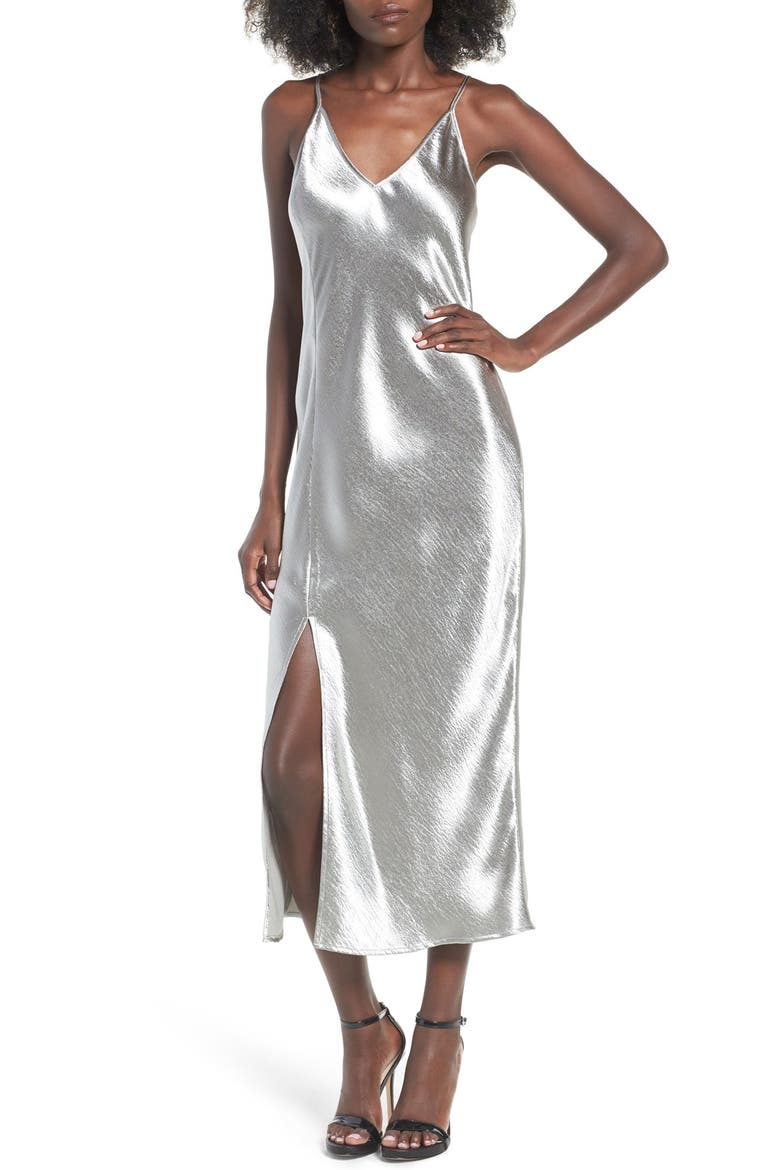 Satin Slipdress, Main, color, SILVER