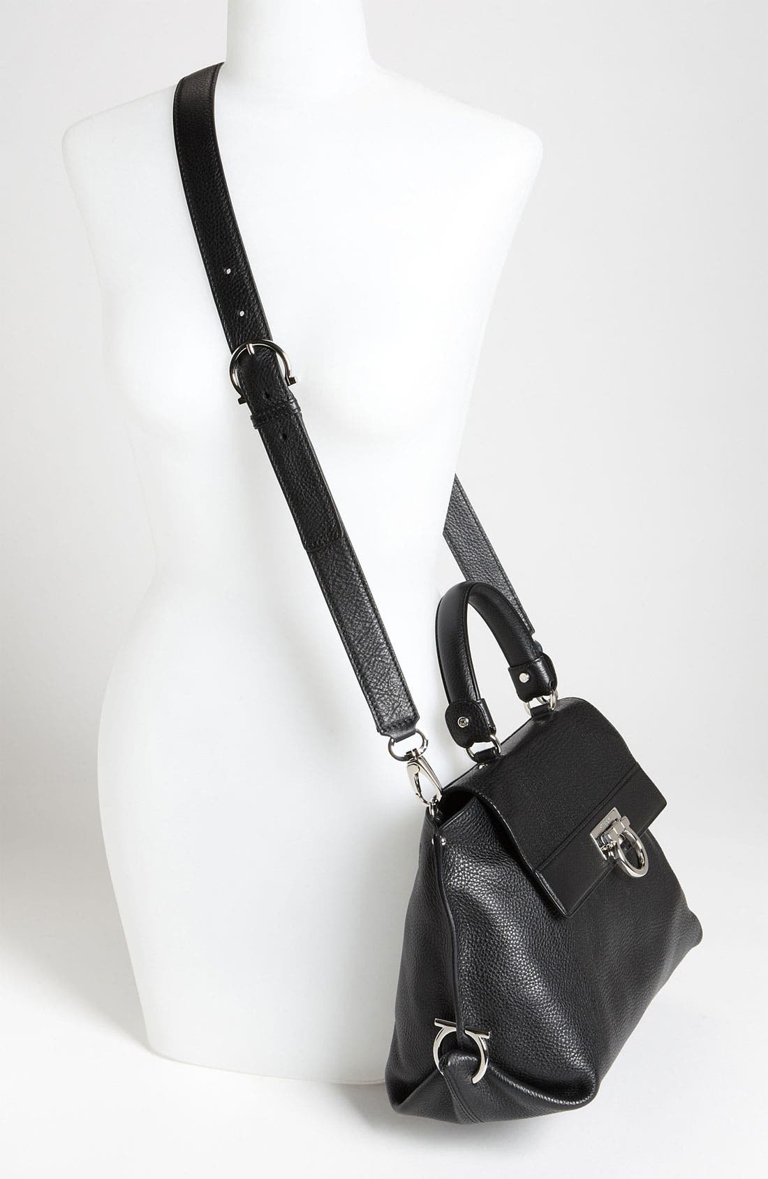 Salvatore Ferragamo 'Mediterraneo Sofia' Satchel, Alternate, color, NERO