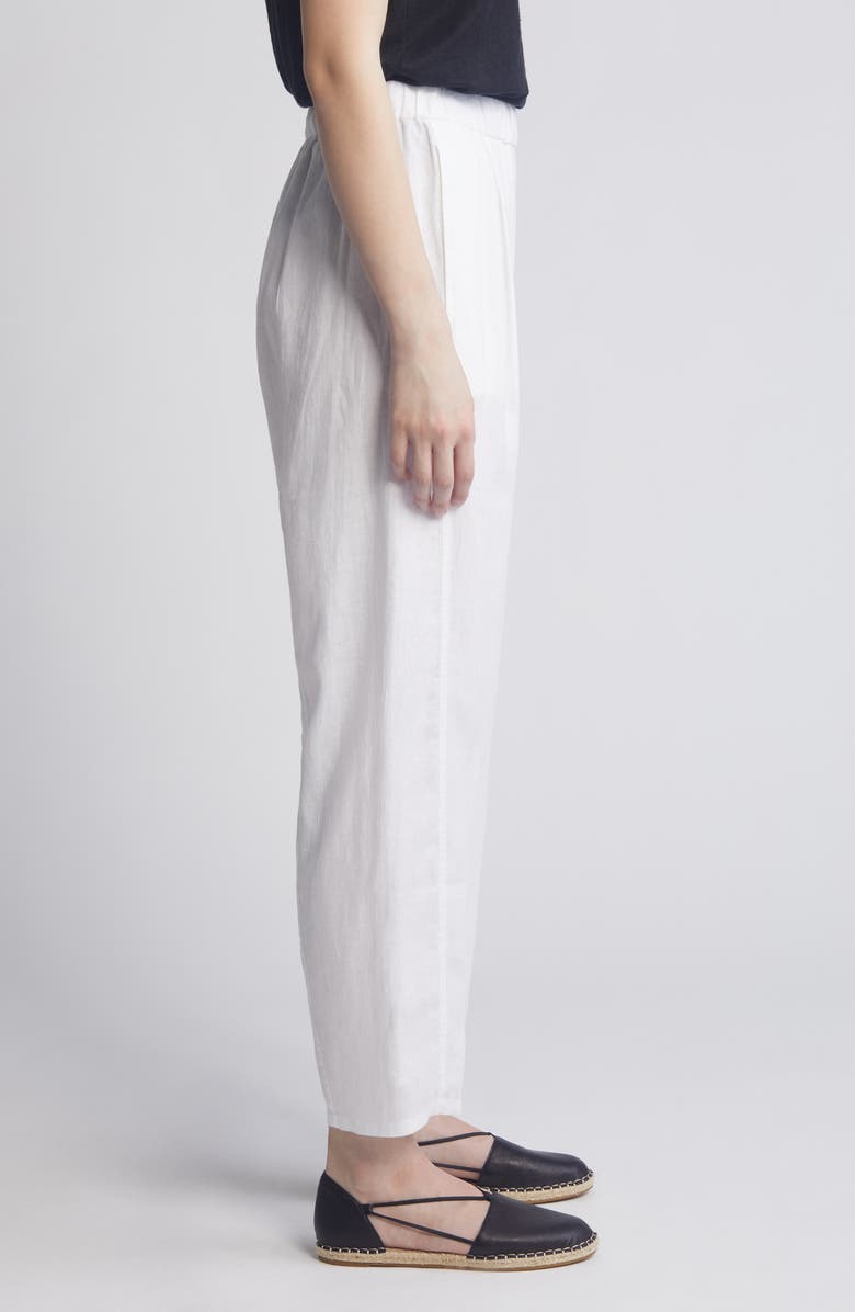 Eileen Fisher Pleated Organic Linen Lantern Pants, Alternate, color, White