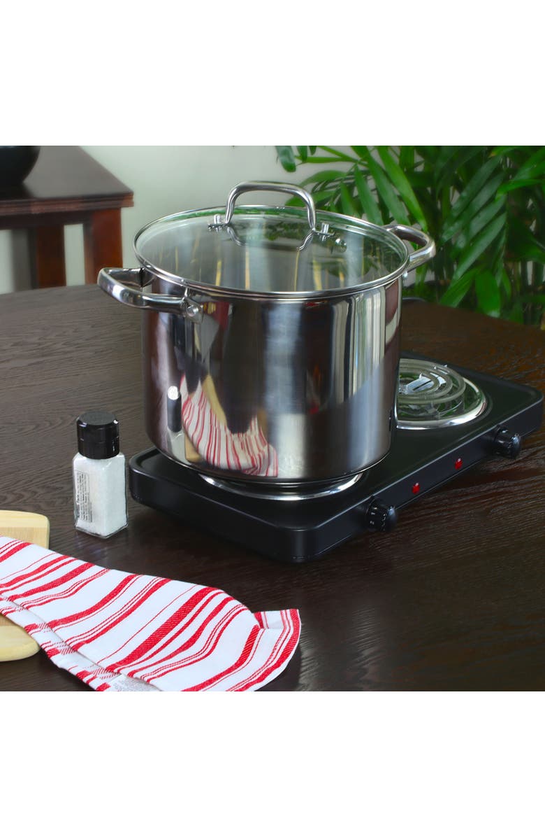 OSTER Adenmore 12 Quart Stainless Steel Stock Pot With Tempe Glass Lid, Alternate, color, Metallic Silver