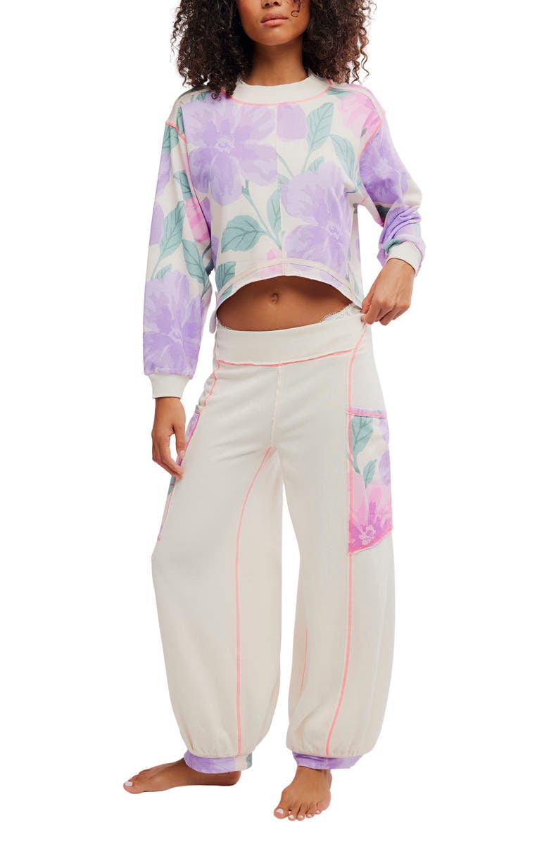 Free People Summer Loving Joggers, Alternate, color, Ivory Combo