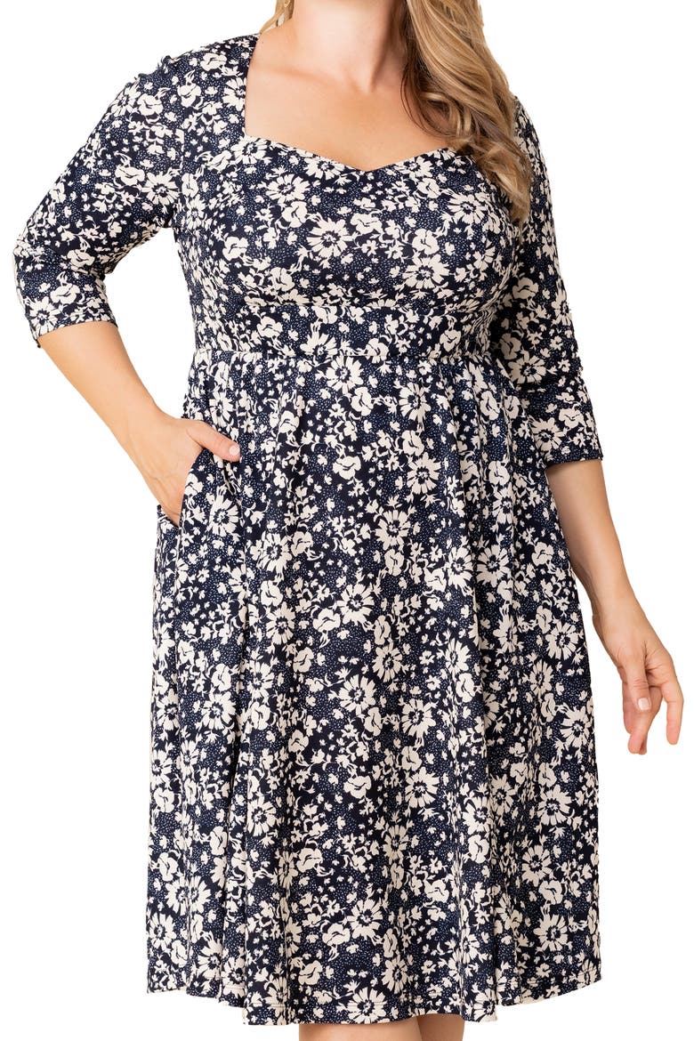 Royal Sweetheart Dress, Alternate, color, AEGEAN BLUE FLORALS
