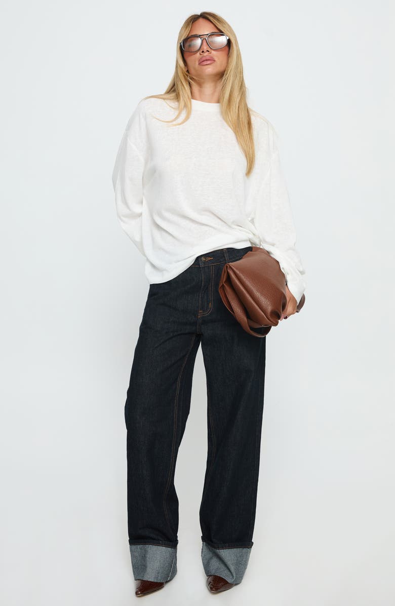 Princess Polly Zaydee Long Sleeve Recycled Cotton Blend Shirt, Alternate, color, White