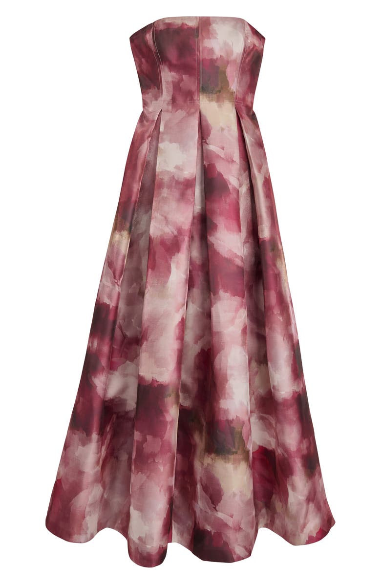 Donna Karan New York Watercolor Print Strapless Gown, Alternate, color, 