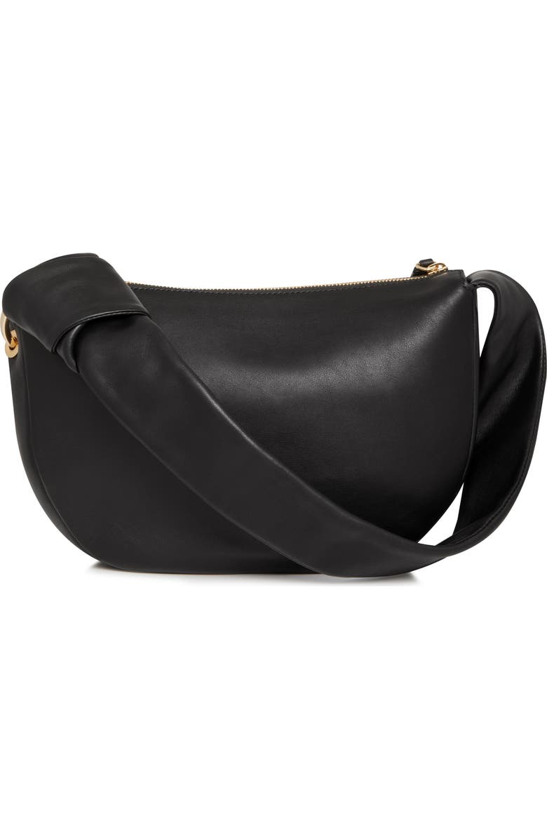 Strathberry Mini Halo Leather Shoulder Bag, Alternate, color, Black